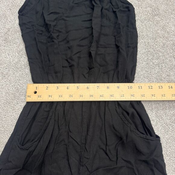 Mikoh Jumpsuit Womens 1 Small Black Spagahti Strap Pockets Rayon Casual Elastic - Picture 9 of 13